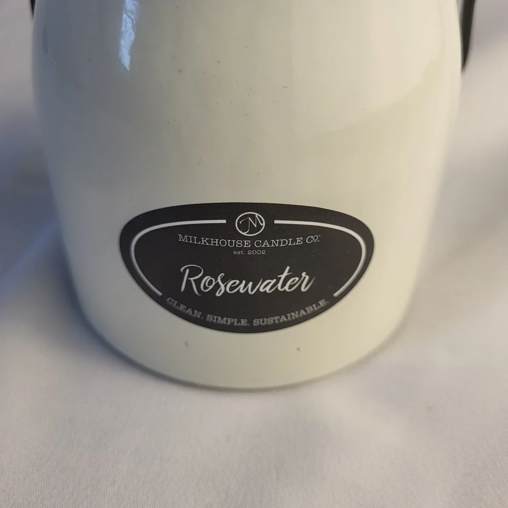 New Milkhouse Candle- Rosewater (Retired Scent) Double Wick 16 Ounce Jar Candle